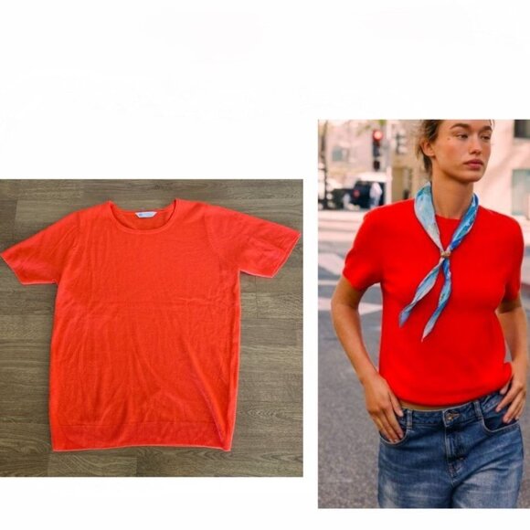 NWOT Bright Orange Knit top Large - Picture 1 of 7